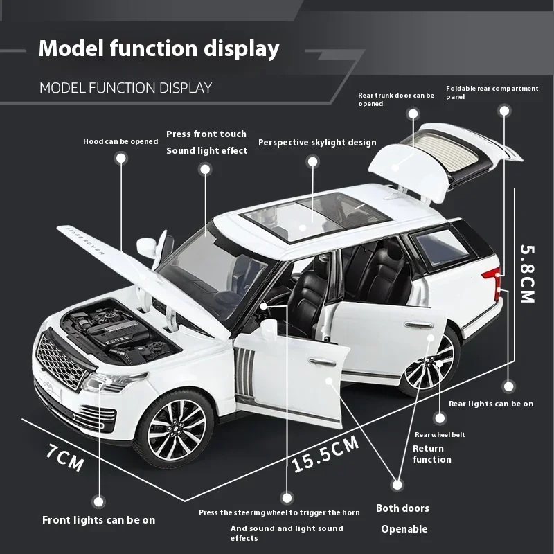 1:32 Land Rover Range Rover 50th Anniversary Off Road SUV Vehicle Alloy Diecast Car Model Computer Desktop Decoration Gift Boys