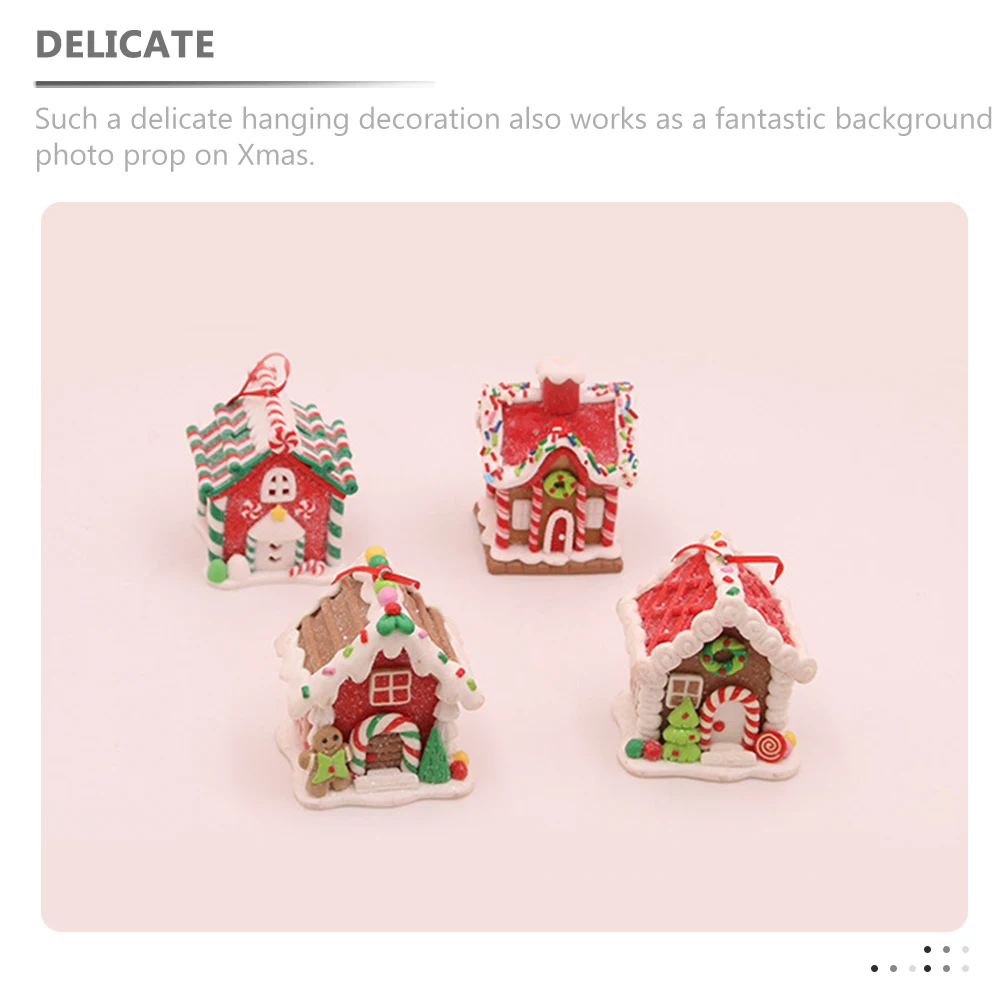 

4Pcs Christmas Hanging Gingerbread House Ornaments Xmas Tree Decorations Festive Holiday Pendant Set Christmas Gingerbread House