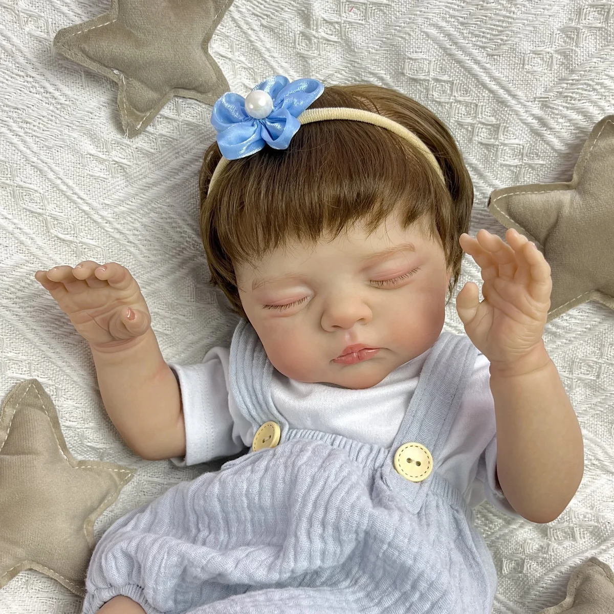 ตุ๊กตา BZDOLL ขนาด 48 ซม. ตุ๊กตาเด็กทารกหลับตาเหมือนจริง สำหรับเด็กผู้หญิง ทำจากไวนิล แขนขาเหมือนจริง ตัวทำจากผ้า ขนาด 19 นิ้ว ตุ๊กตาเหมือนจริง ทำด้วยมือ ของขวัญวันเกิด