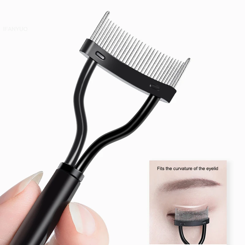 1 pz nero pieghevole pennello per ciglia pettine bellezza trucco separatore di ciglia in acciaio inox piegaciglia Mascara Curl strumento cosmetico