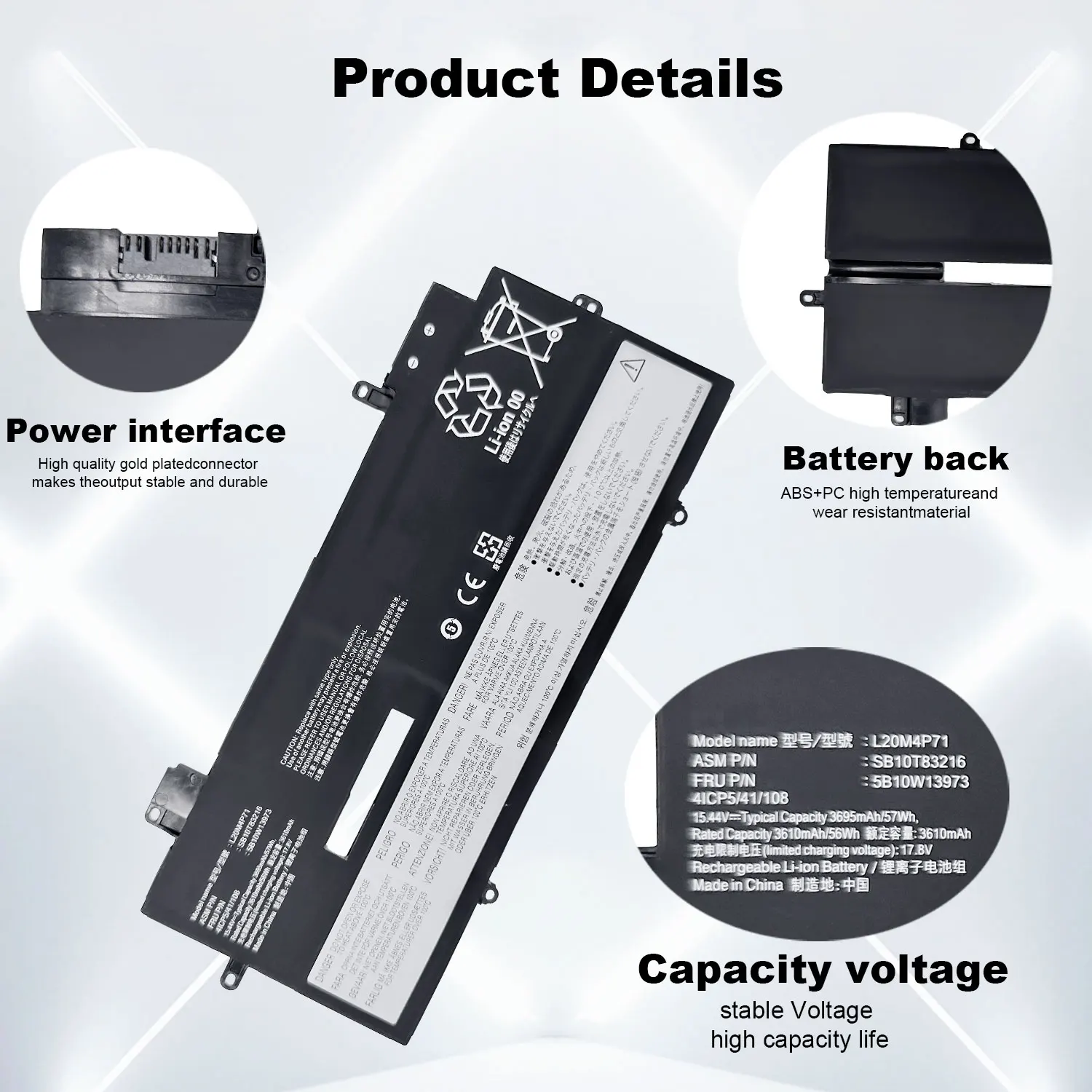 New LaptopBattery L20M4P71 For Lenovo ThinkPad X1 Carbon 9th Gen 10th Gen X1 Yoga 6th 7th Gen 2021 Series  L20D4P71 L20L4P71