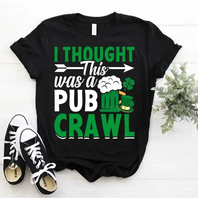 Funny Saint Patricks Day 2024 I Thought This was a Pub Crawl T Shirt Size S 5xl