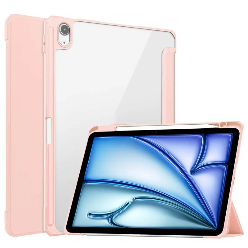 Transparent anti-fall case for iPad Air 11 2024 A2899 2900 For iPad Pro 11 2024 A2837 3006 flip cover with pen slot stand holder