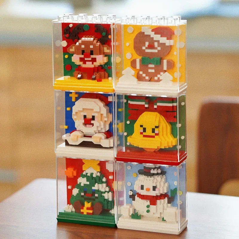 Christmas Series Building Kit Santa Claus Tree Reindeer Assembled Blocks Toy Set Collectible Model Birthday Gift For Adults Kids