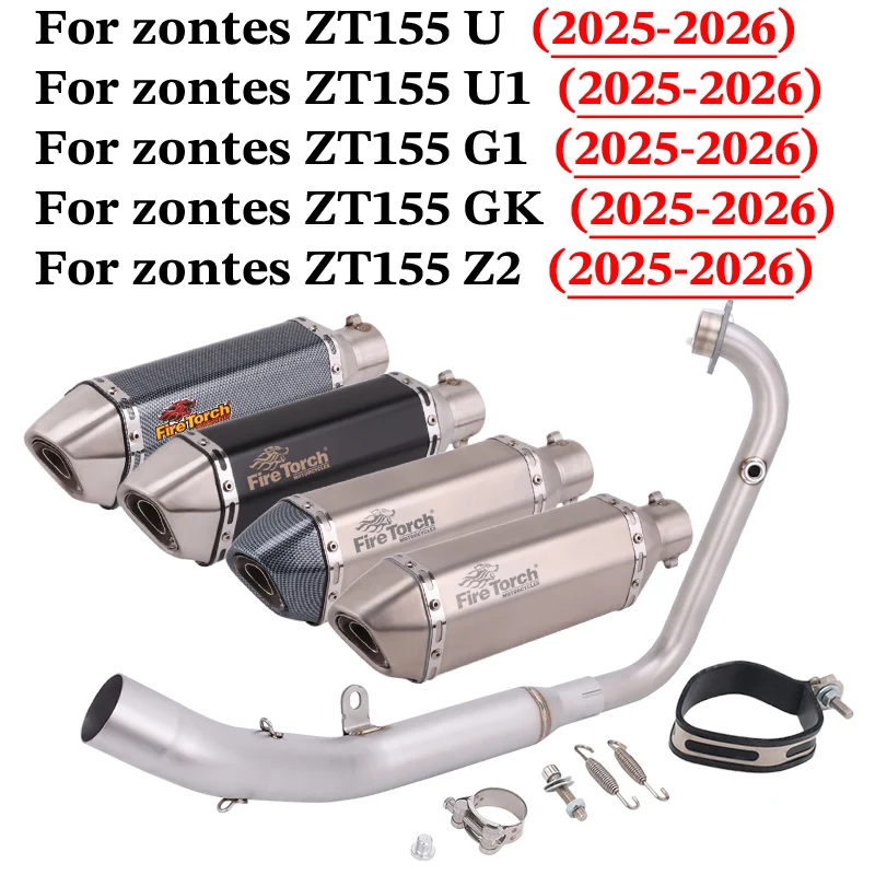 

Motorcycle Exhaust System Front Link Pipe With O2 Sensor 51mm Muffler Slip On For ZONTES ZT155 U U1 G1 GK Z2 ZT 155 2025 2026