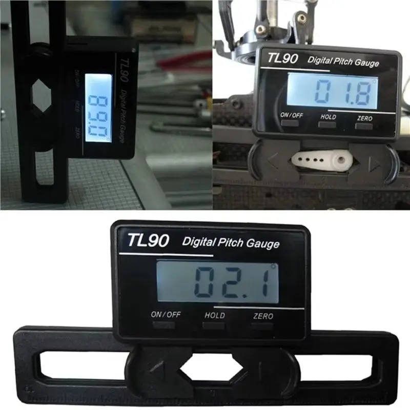 A36T-2X TL90 LCD Digital Pitch Gauge Propeller Blades Angle Measurement Tool Backlight Gyro Sensor ST250-800 Size Helicopter