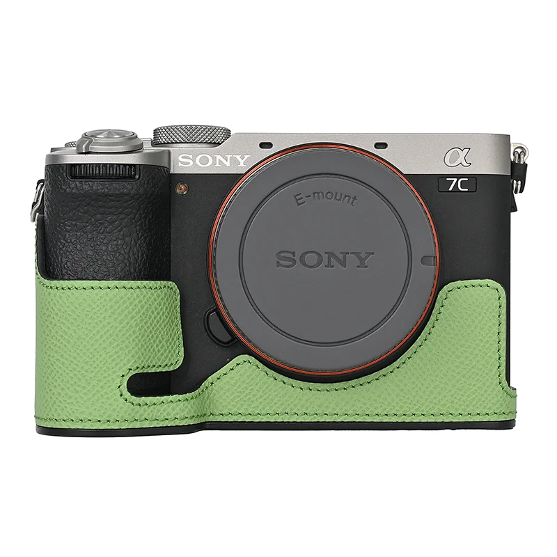 Alloy Plate Genuine Leather Case Camera Bag Half Body Base for Sony A7CII A7CM2 A7C Mark II Protective Opening Bottom Cover