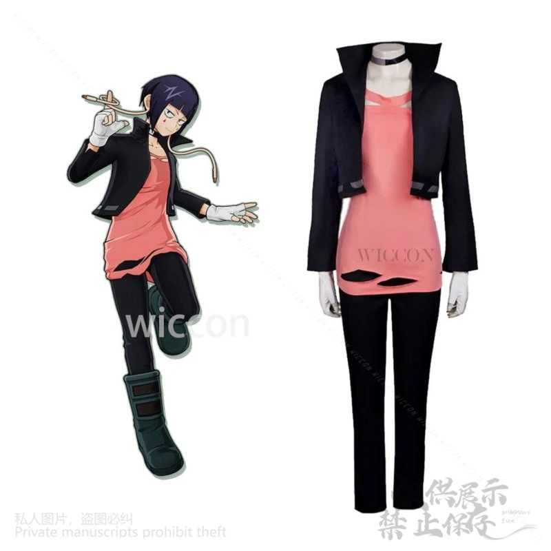 أزياء أنيمي My Heroooo Academia التأثيرية جيرو كيوكا بدلة سترة حمراء صدرية سوداء باروكات لعيد الهالوين وعيد الميلاد حسب الطلب