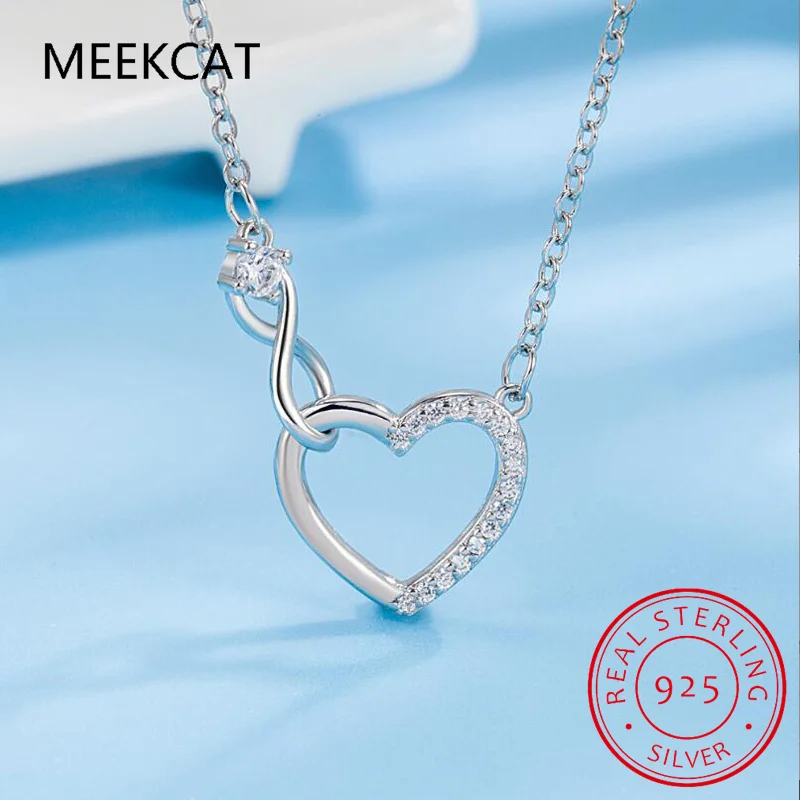 925 prata esterlina amor infinito pingente colar moissanite laboratório diamante pescoço corrente para mulheres aniversário jóias finas msn018