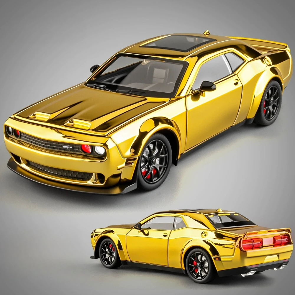 1:24 carregador hellcat liga carro diecast modelo brinquedos ornamento portas abertas veículo em miniatura som luz puxar para trás carros brinquedo presente do miúdo