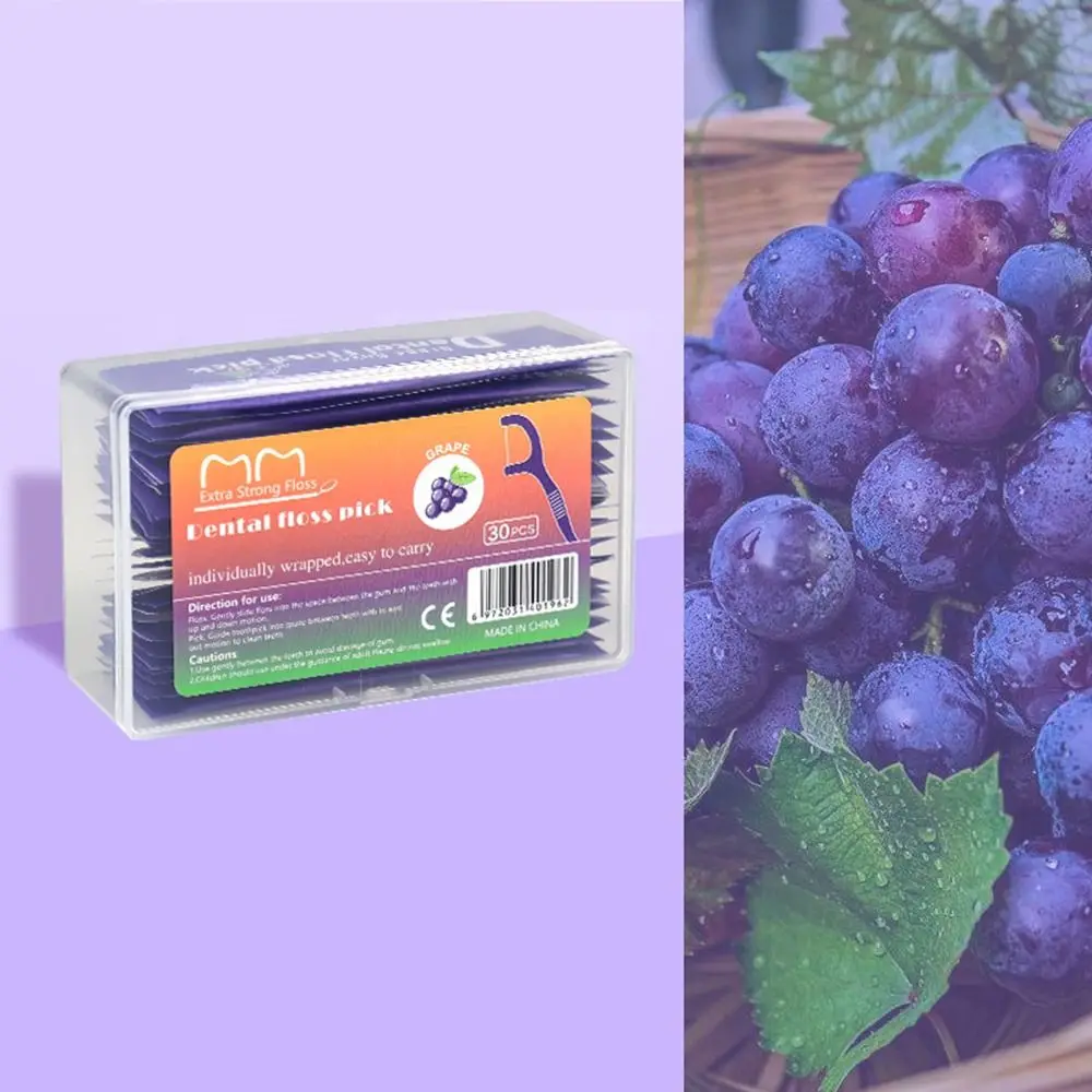 

30 шт. красочные средства для чистки зубов фруктовые одноразовые нити с фруктовым вкусом индивидуальной упаковкой портативная зубочистка для чистки полости рта