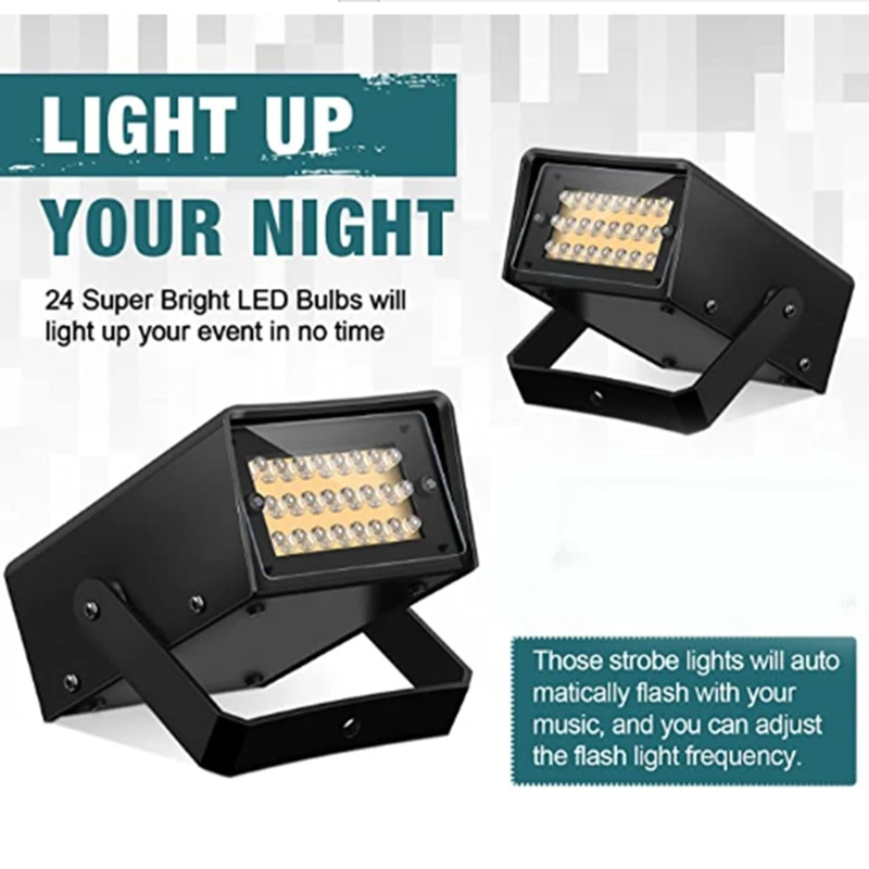 4 Stück Strobe Party Lichter, helle LED Blitzlichter Mini Party Lichter einstellbare Flash Speed Control Party Bühne