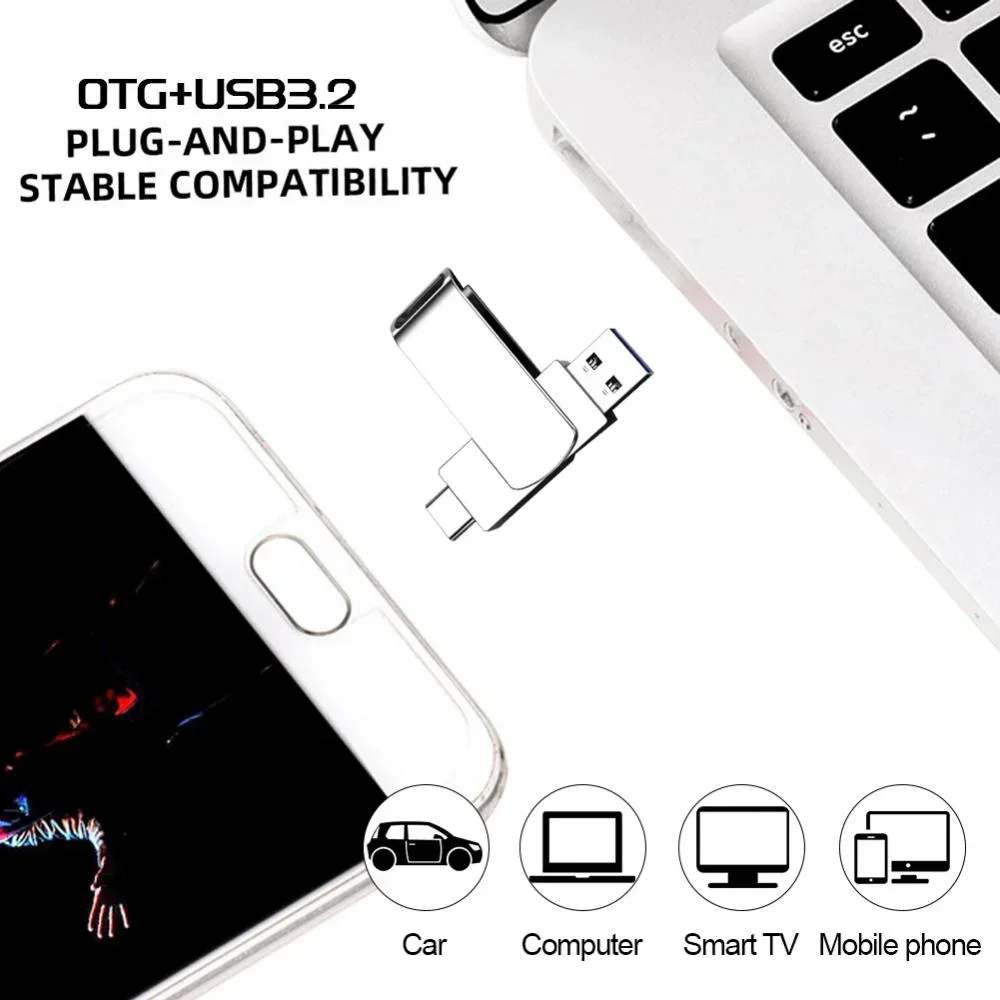 Xiaomi USB 3.2 16 ТБ USB-накопитель Type-c 2-в-1 8 ТБ 16 ТБ OTG Pendrive 4 ТБ Высокоскоростной флэш-накопитель 2 ТБ для компьютера, ноутбука