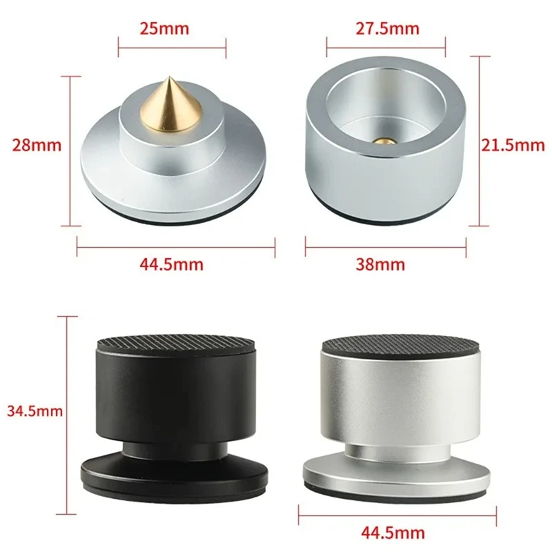 4Set Shock Spikes Spring Damping Pad KTV Stage Speakers Aluminium Isolation Aluminum Black image 5