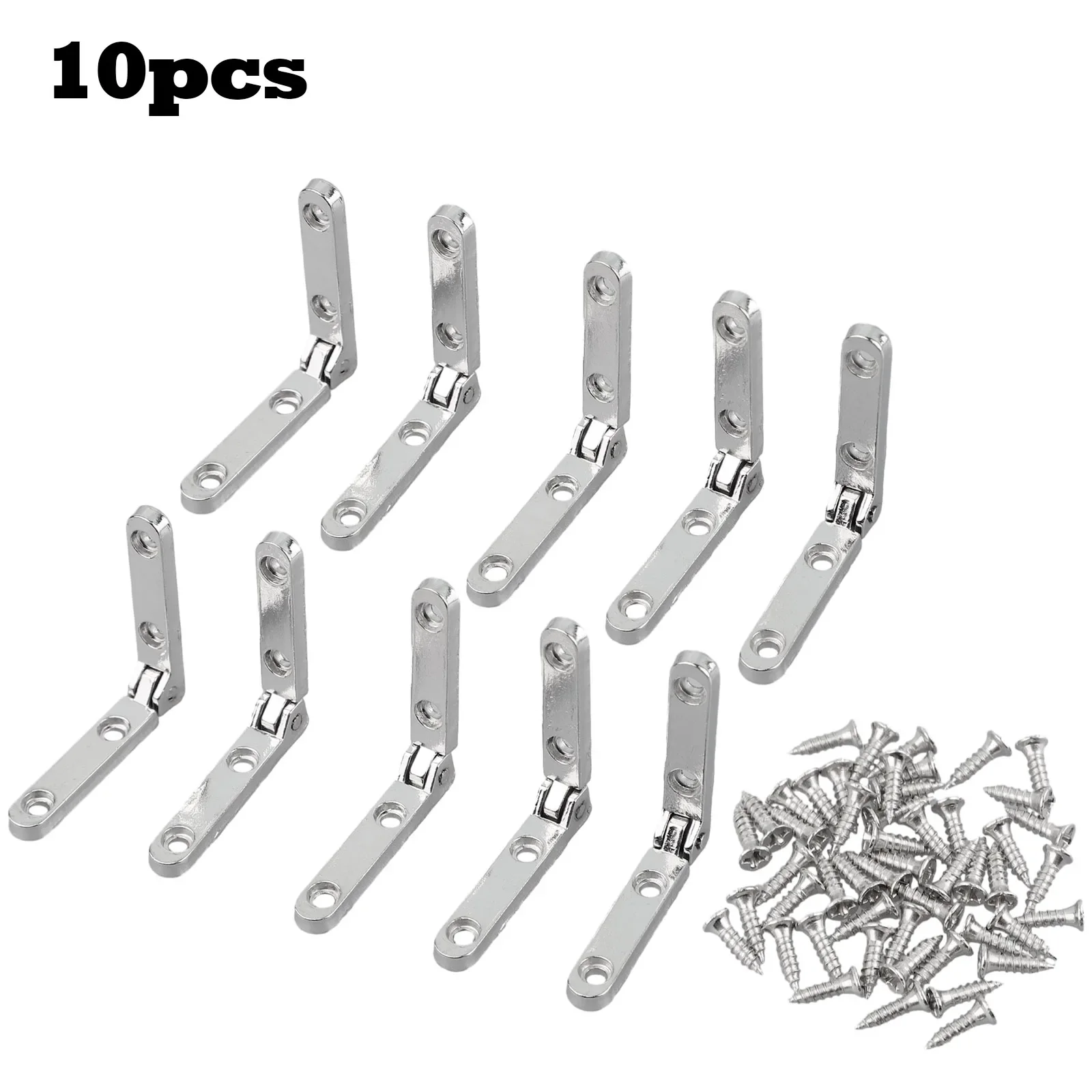 Furniture Spring Hinge Hardware Silver Support Hinge With 40 Pcs Screws Wooden Box 10 Pieces 30x30mm 90 Degree