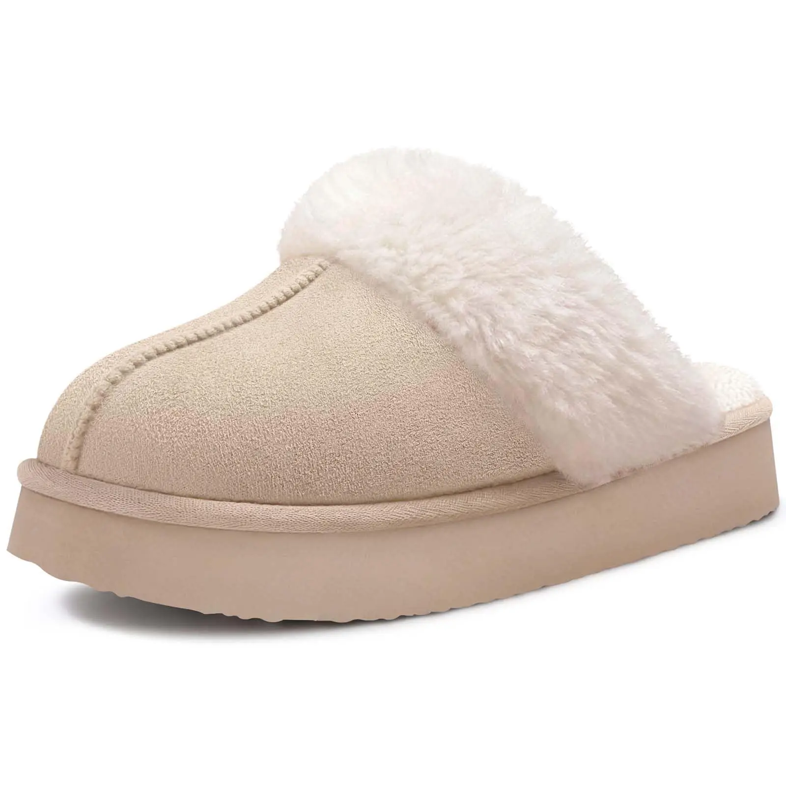 

Pallene Short Plush Winter Warm Slides Memory Foam Women Slippers Fluffy Fuzzy Indoor Outdoor Slippers Cozy Female House Shoes