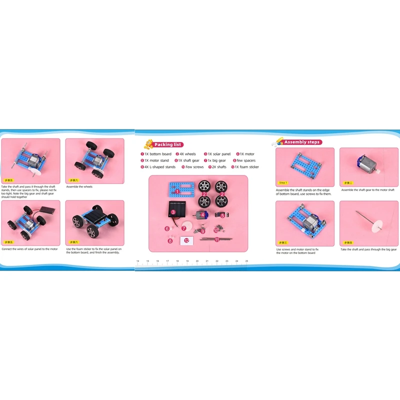 Ciência STEM Brinquedos para Crianças, Motor Solar Powered Car Kit, DIY Engenharia Experimentos Projetos, 2 conjuntos