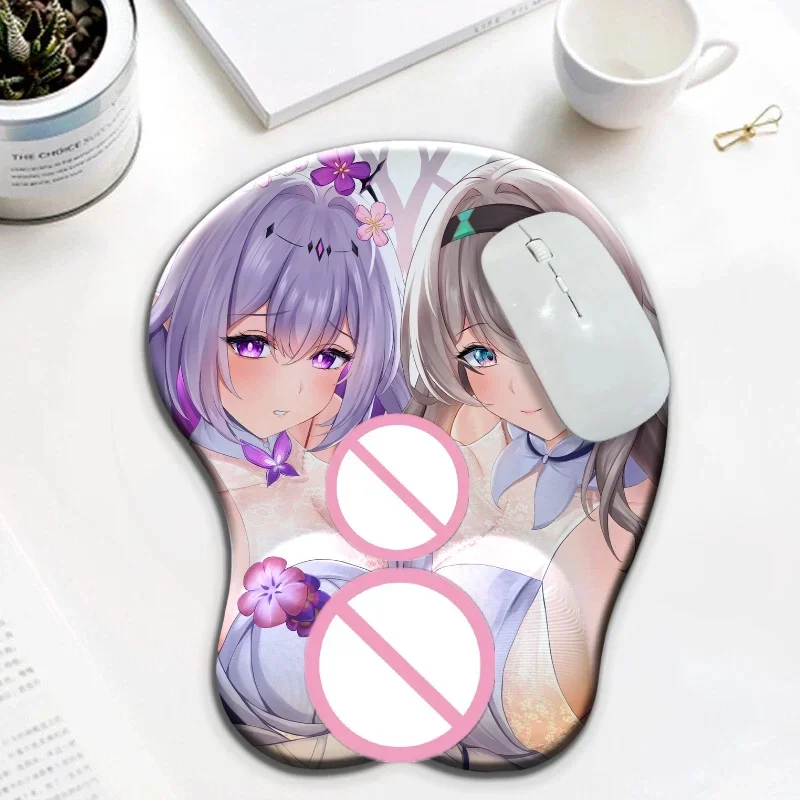 Firefly MousePad for Honkai Gamer with Wrist Rest Funny Japanese Desk Mats Accessories Anime Kawaii Mouse Pad