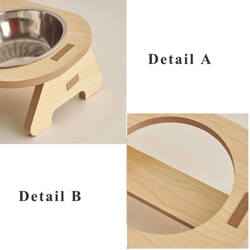 Elevated Tilted Single Double Pet Bowls Cat Double Bowl Cat Stainless Steel Food Dog Bowls Wooden Stand Dog Feeder Cat Supplies