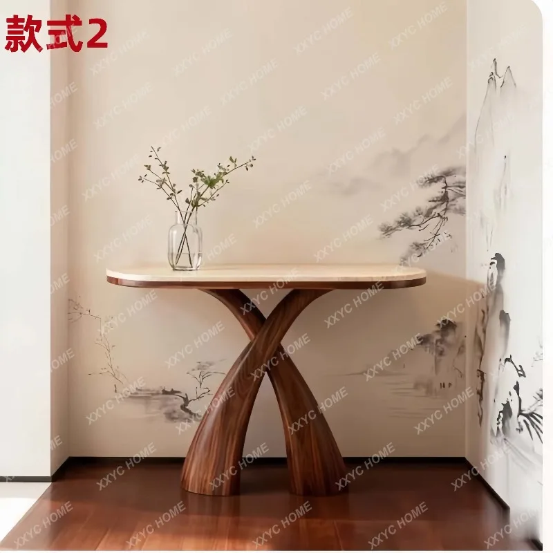 XMinimalist New Chinese Solid Black Walnut Console Table 2026 New Narrow Long Entryway Desk Home Hallway End View Side Table