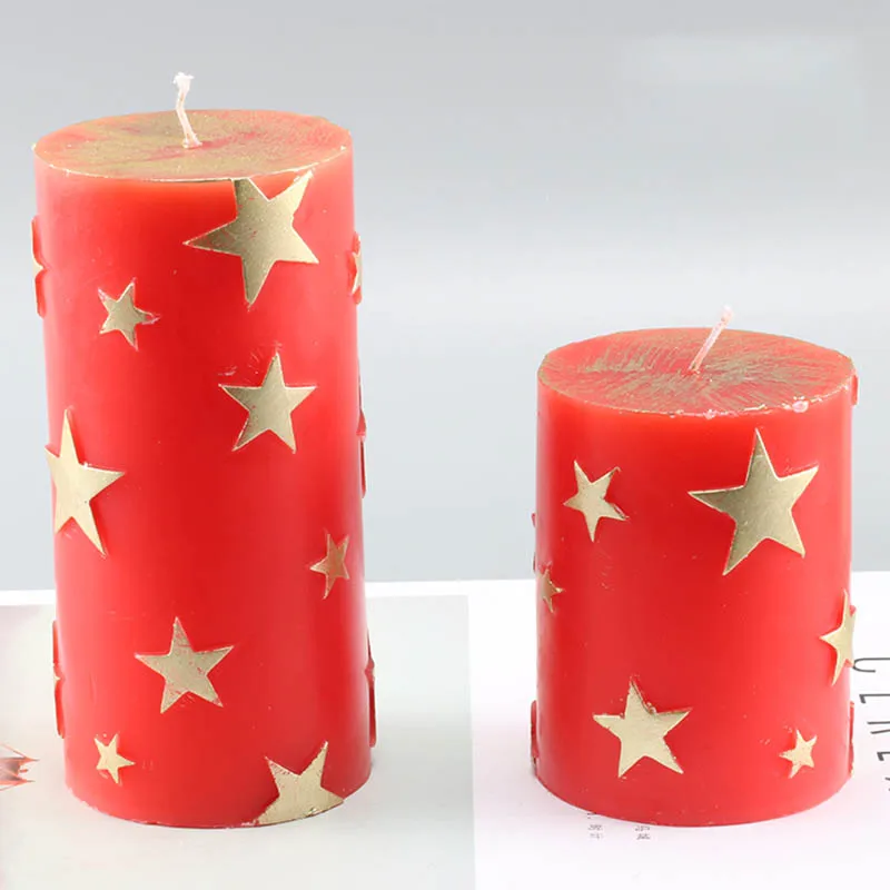 Pentagonal Star Cylindrical Candle Mold Silicone paraffin candle molds Aromatherapy Candle Acrylic Mold