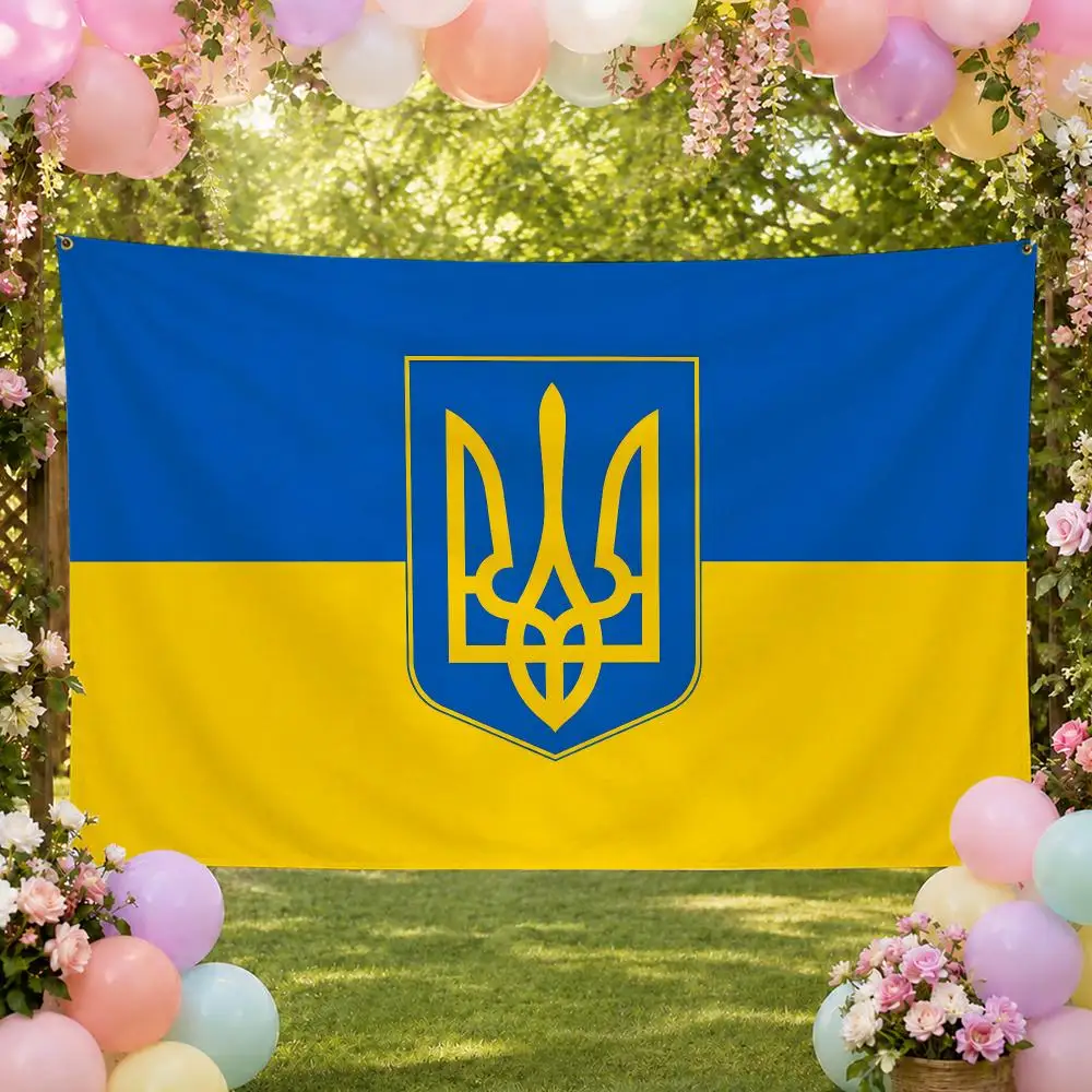 Country Popular Classic Art Ukraine Flags Fan Banner Tapestry Wall Hanging Garage BarDorm Camp Party Outdoor Home Decor Gift