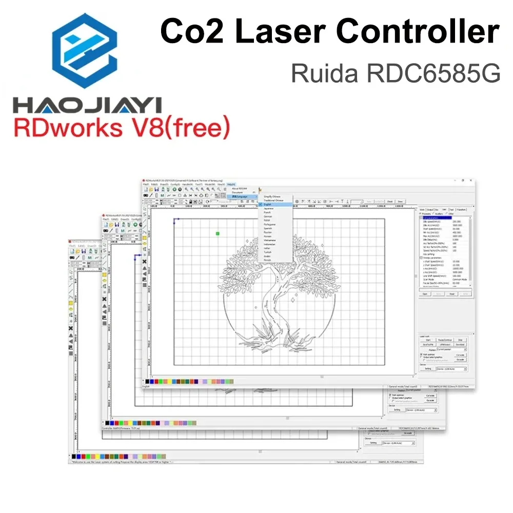 HAOJIAYI Ruida RDC6585G وحدة تحكم 8 محاور CO2 نظام التحكم في الحركة لآلات النقش والقطع بالليزر CO2 #6