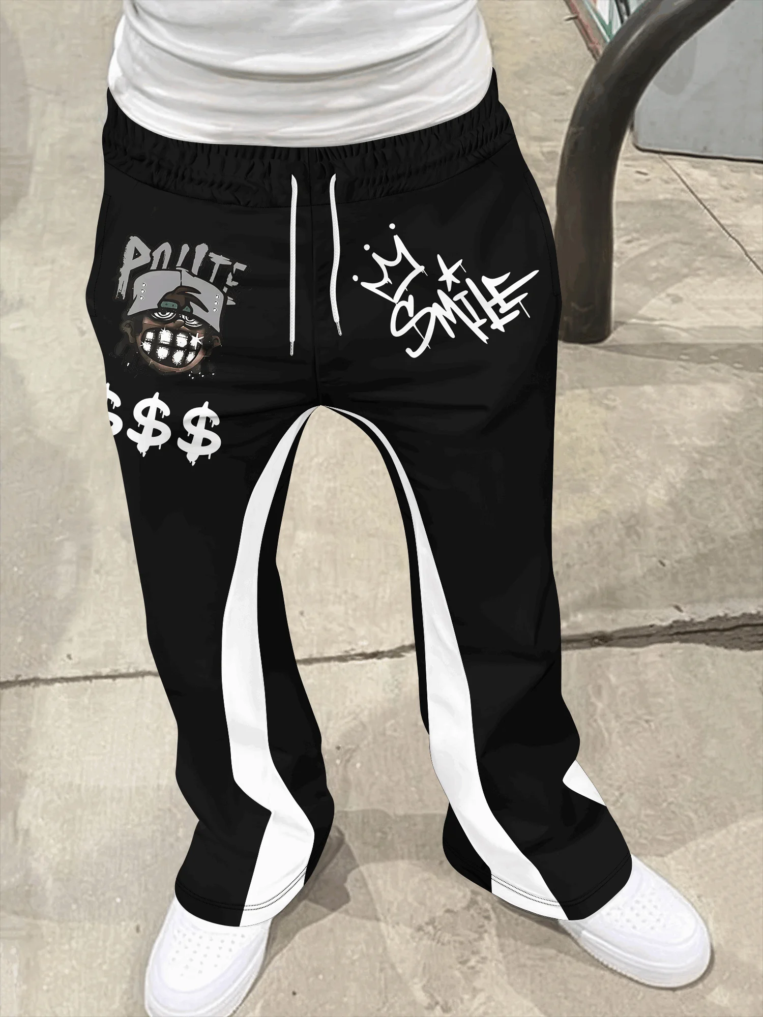 Y2K フレアパンツ メンズ ルーズ 3Dプリント パンツ カジュアル スウェットパンツ ミッドウエスト スポーティー レディース服 ストリートウェア ヒップホップ ヴィンテージパンツ