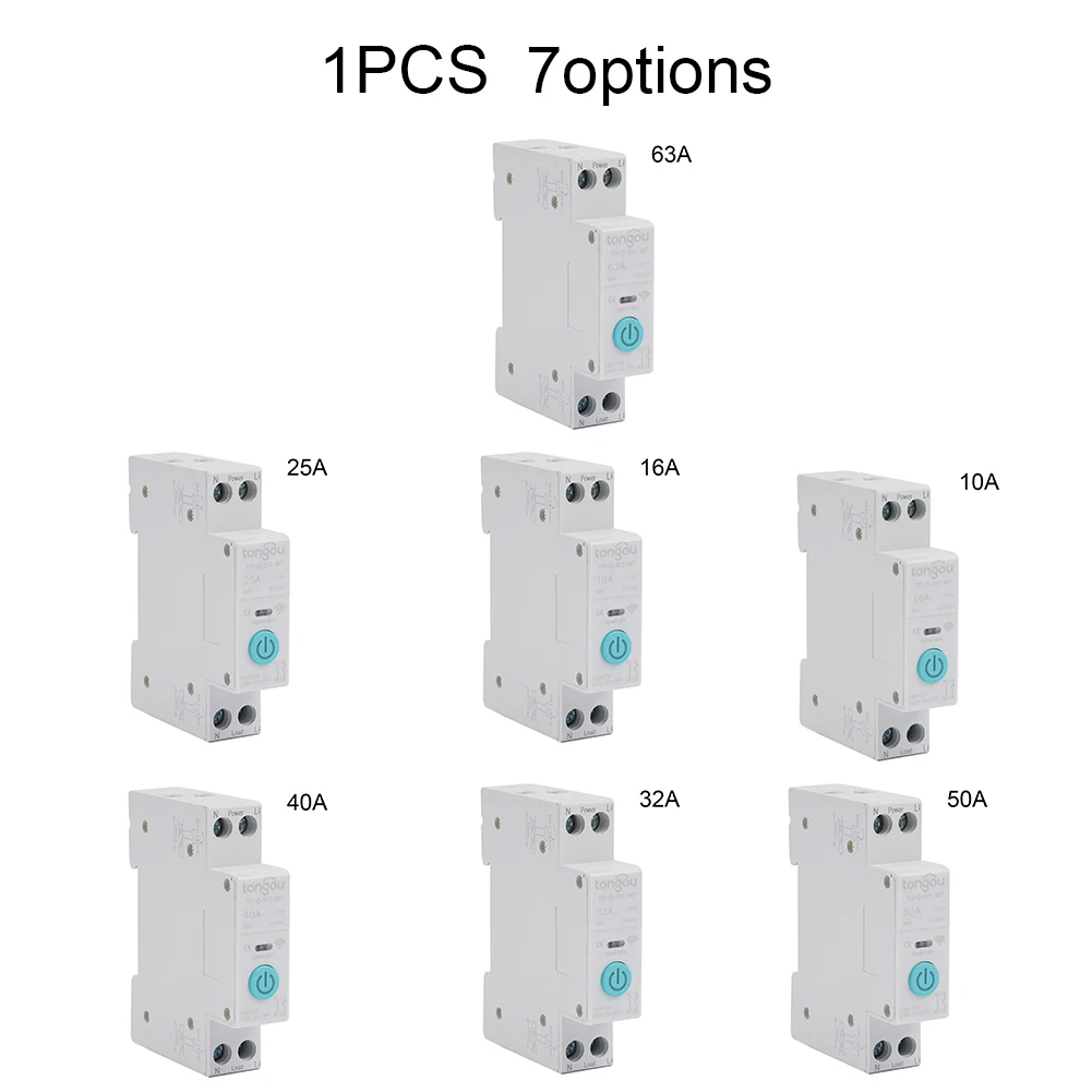 

Control Switch Circuit Breaker 1P+N 90V-240V Remote Control WiFi 2.4GHz Home Equipment Control By Mobile Phone