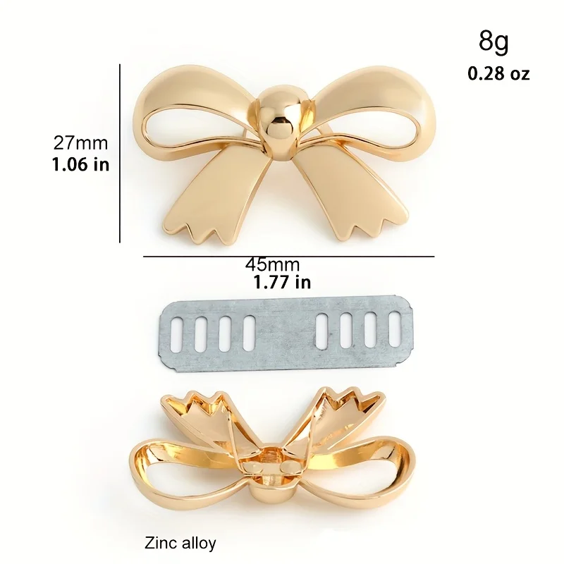 5PCS Metal Bow Shape Knitted Hat Handbag Removable Label with Gasket Bag DIY Decorative Label Ring Clothing Label Button