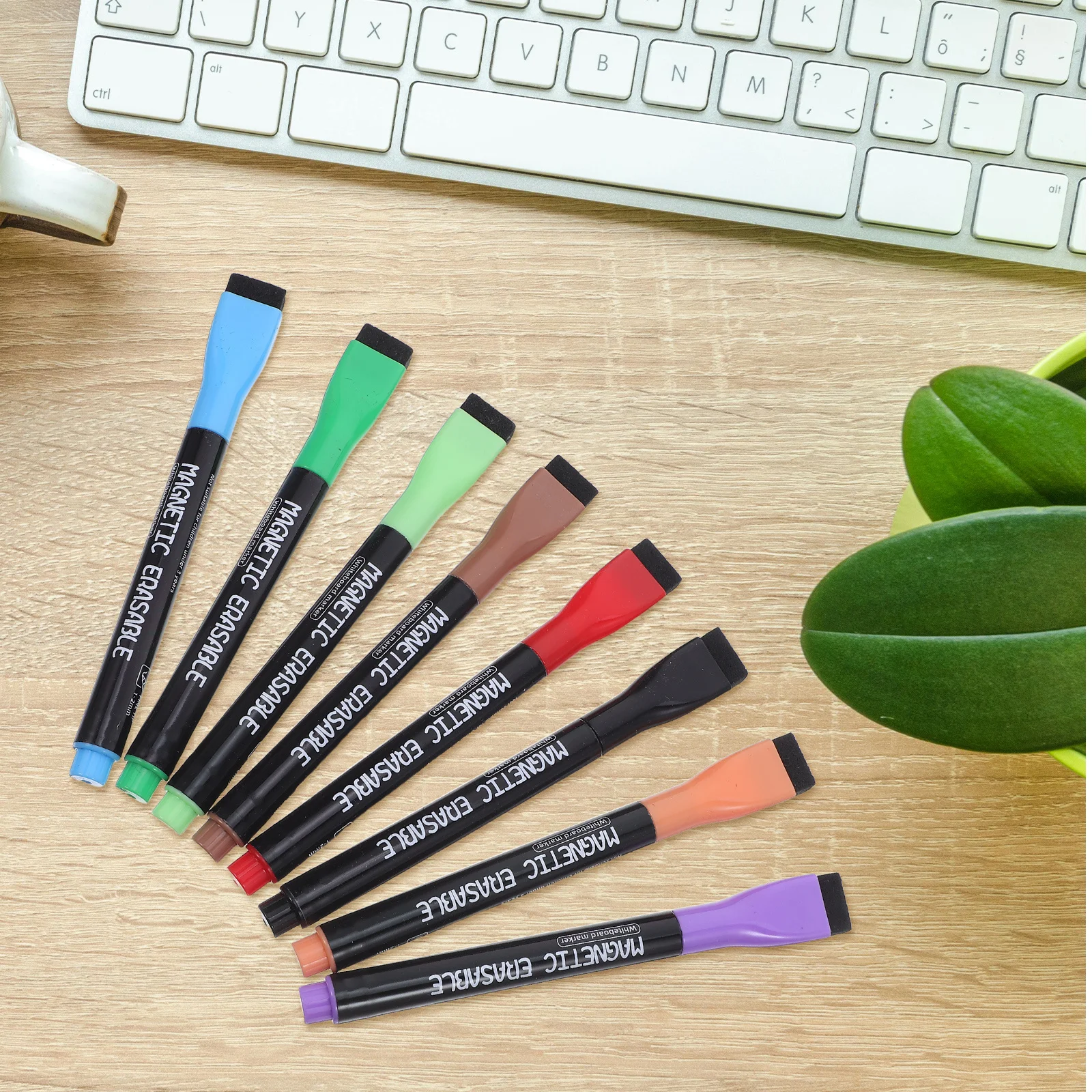 8개입 자석 화이트보드 마커 인체공학적 그립 세밀한 팁 탈부착 가능한 지우개 캡 강력한 자석 화이트보드 유리 종이보드 펜