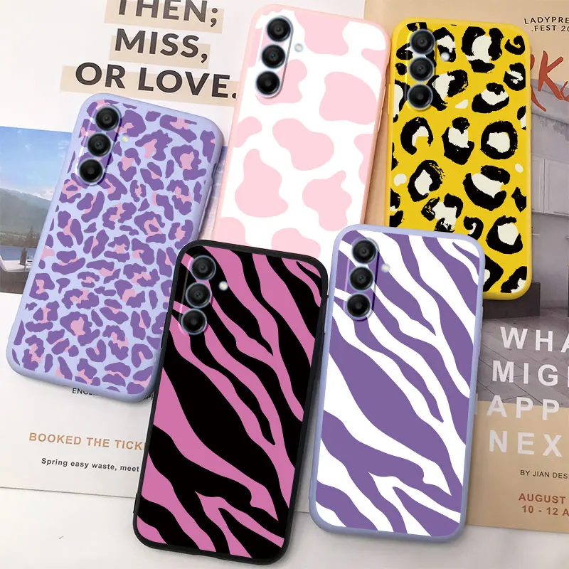 Leopard Zebra Snake Case For Samsung Galaxy A35 A25 A15 5G 4G A12 M12 M11 A11 A 35 15 Cover Silicone Cow Print Thin Case Bumper