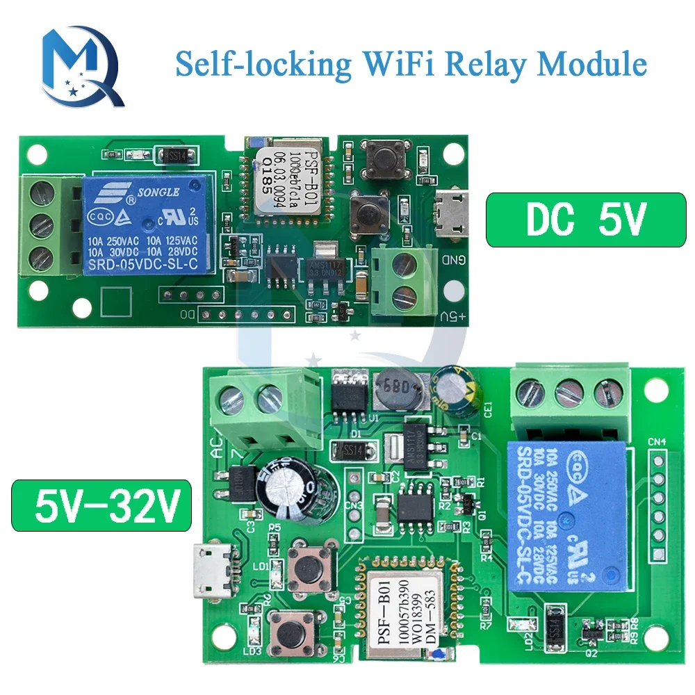 DC5V-32V Relay Module Self-locking Intelligence WiFi Relay 5V12V 24V Wireless WIFI Board Thing Smart Home Remote Control Switch