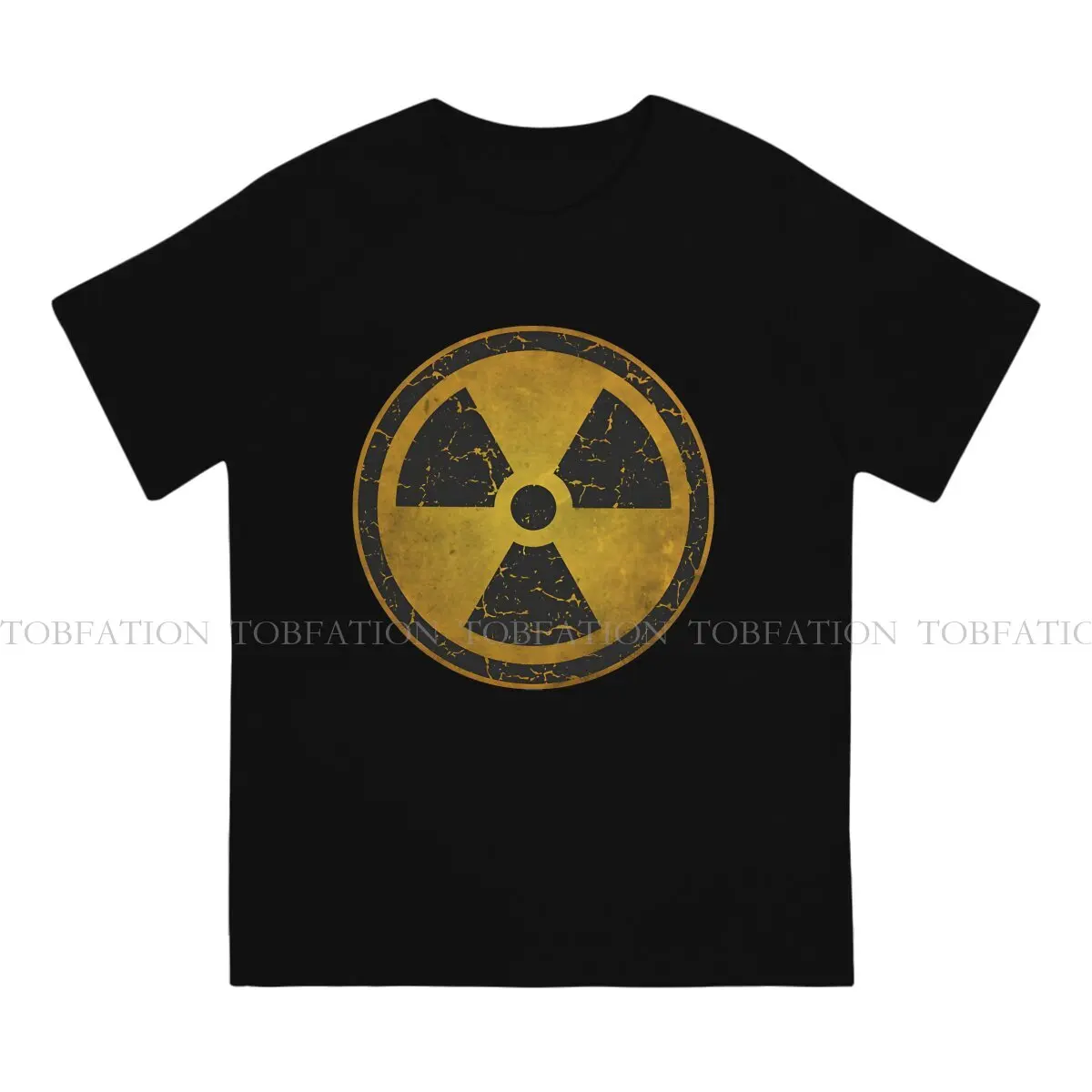 Radiation Symbol Newest TShirt for Men Scratched Nuclear Symbol Round Collar Pure Cotton T Shirt Gift Clothes OutdoorWear