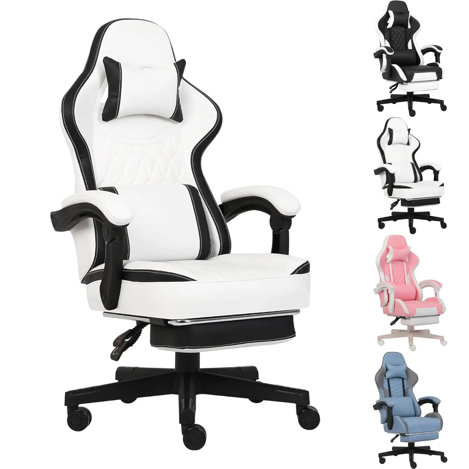 

Игровое кресло, компьютерное игровое кресло с подставкой для ног, подлокотниками с механизмом синхронизации и поясничной поддержкой, эргономичное офисное кресло с высокой спинкой, настраиваемое