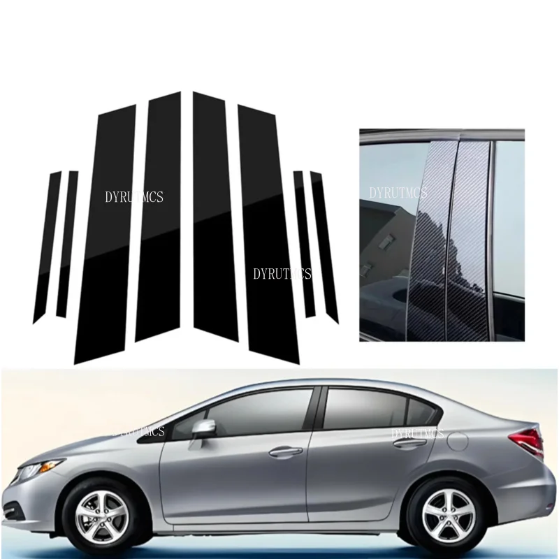 

Car Door Window Column BC Pillar Post Fit For Honda Civic 2012 2013 2014 2015 Cover Trim PC Material Sticker