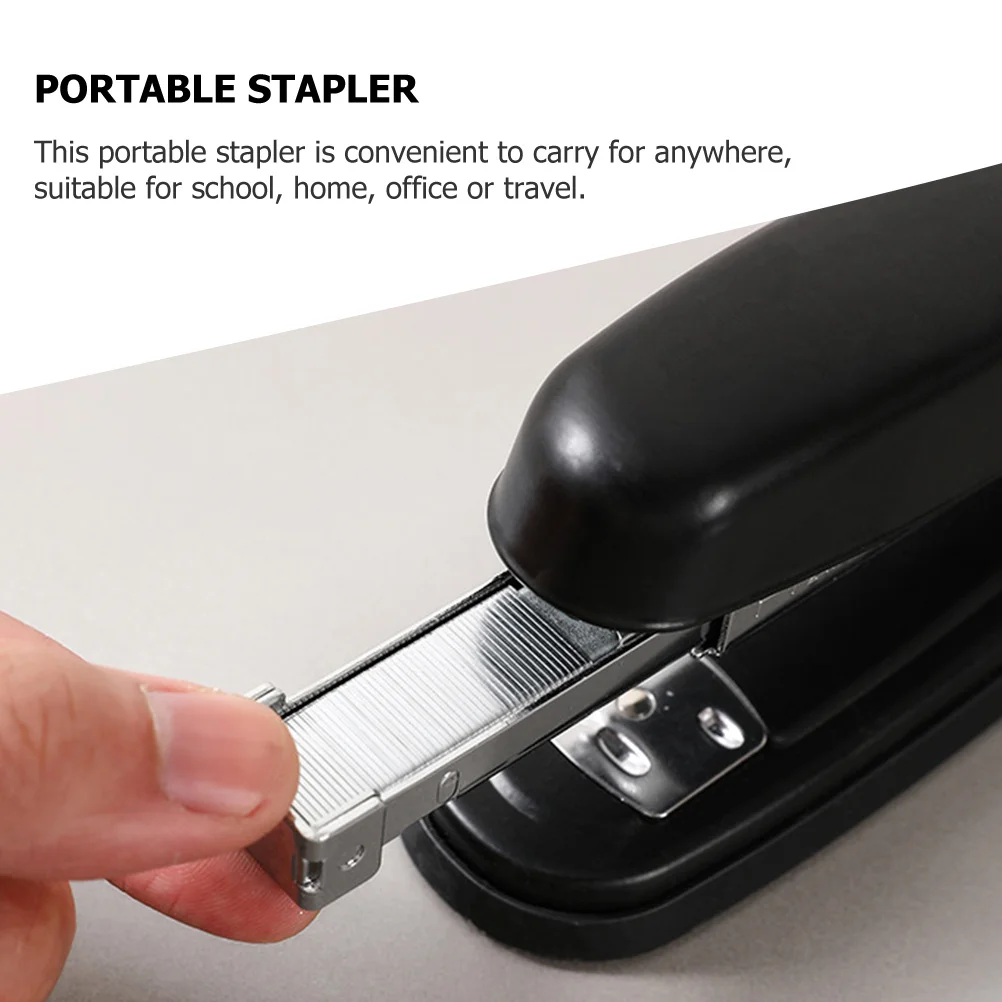 دباسة سوداء صغيرة مدمجة معدنية لسطح المكتب والمكتب والمدرسة، قفل ورقي محمول، دباسة صغيرة محمولة لمعلم الفصول الدراسية المنزلية #3