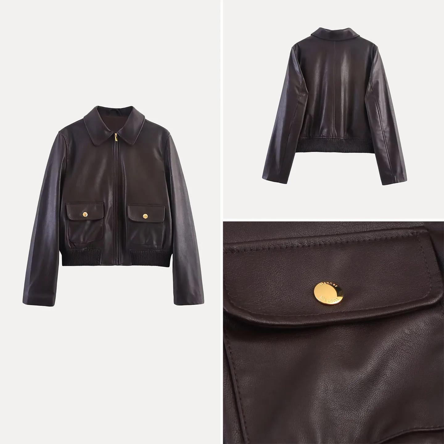 

Casual Sle Women's Coat Jaet Outerwear Coated Stand Fit Ladies Faion Autumn 2025 Z Brand Zipper Closure