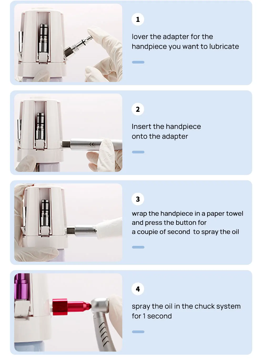 AZDENT Dental Universelles tragbares Handstück-Spray-Ölgerät, Wartungsaufsatzkappe, 5 Düsen, Pflegespray, Schmieröl – Detail 5