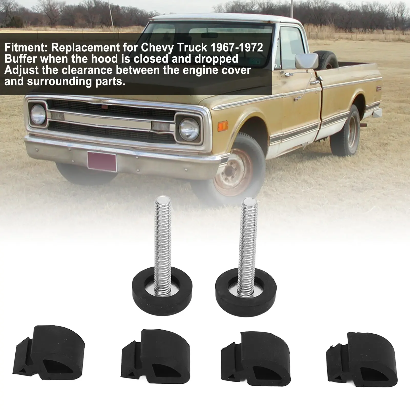 Tope de goma para capó de camión Chevy, reemplazo de amortiguador de goma, 1967 ‑ 1972