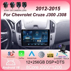 Android 16 Car Radio For Chevrolet Cruze J300 J308 2012 - 2015 Carplay Auto GPS Navigation Multimedia Video Player Stereo BT