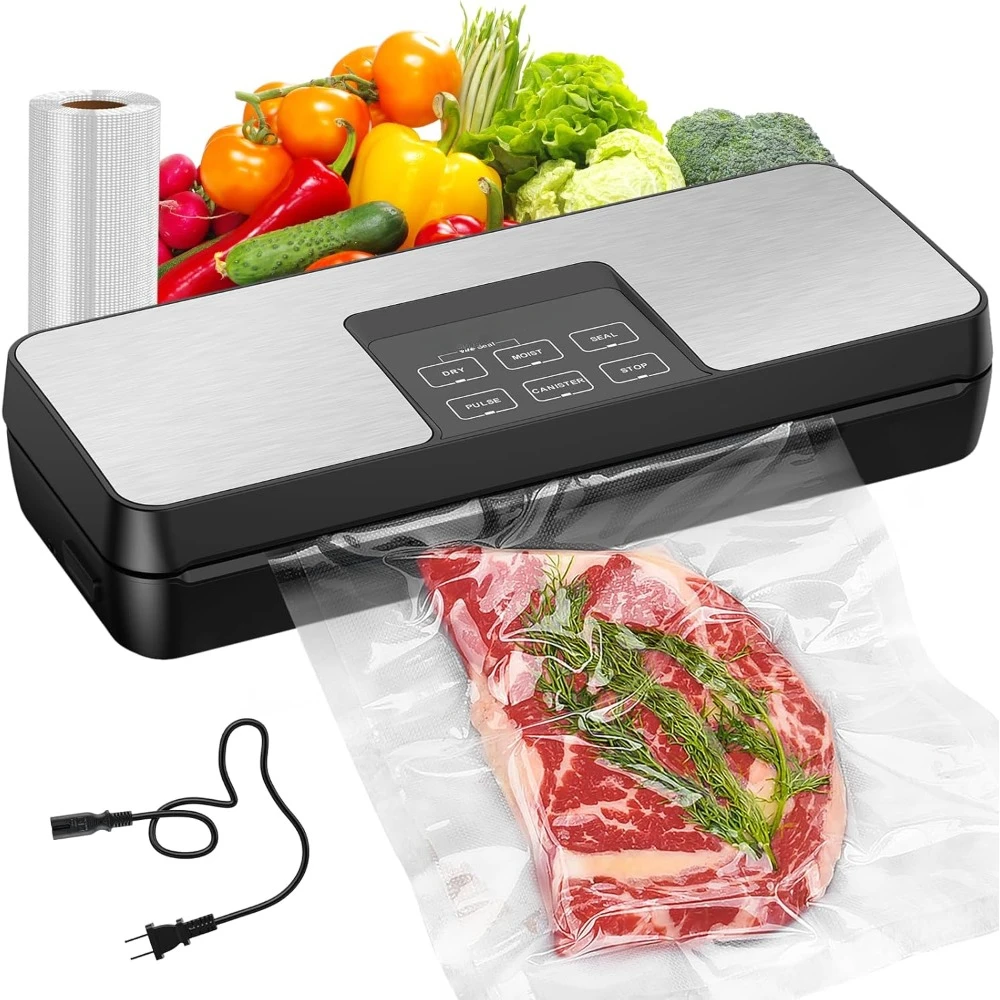 Vacuum Sealer Machine, 85Kpa Food Sealer with Bag Roll Storage Space, 8-in-1 Food Vacuum Machine, Pulse Function,Dry&Moist Modes