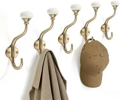 

Набор из 5 декоративных настенных крючков TUNNY цвета шампанского бронзы для ванной, спальни, кухни
