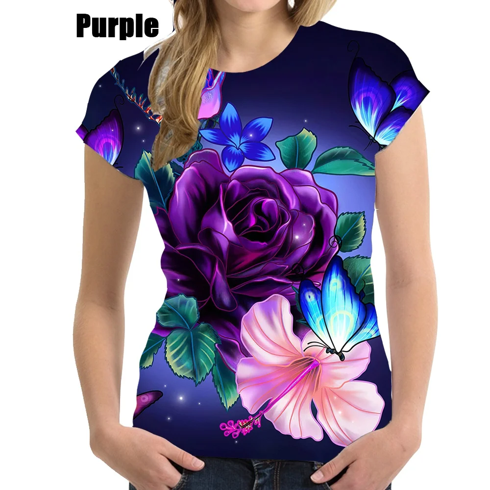 2024 New Style Plus Size T Shirt For Women Floral Print Blouse T-shirt Fashion Harajuku Oversized Women\'s Clothing Top Shirt