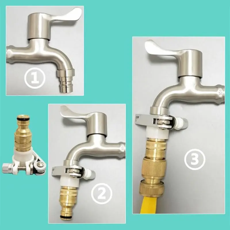 3-in-1 Brass Hose Tap Connector Set Universal Faucet Connector Washing Machine Faucet Water Gun Water Pipe Connection Accessory