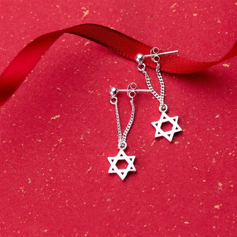 New Fashion Six Pointed Star 925 Sterling Silver Jewelry Sweet Temperament Earrings E301