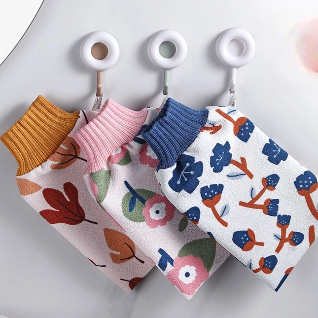 Toalha de banho feminina, fácil de esfregar, luvas de lama, dupla face, esfregando as costas, indolor e amigável à pele, acessórios de banho domésticos