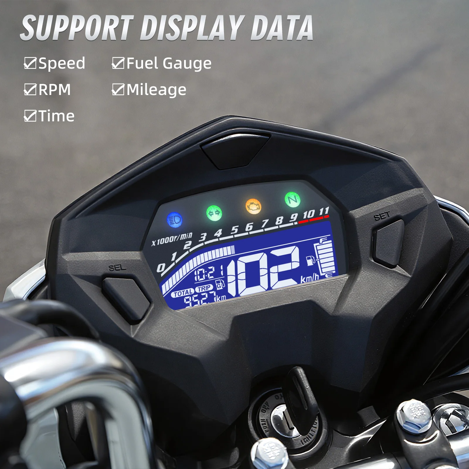 Multi-function Digital Motorcycle Speedometer LCD Instrument For Honda Titan CG160 CG150 Tachometer Fuel Level Meter Dashboard
