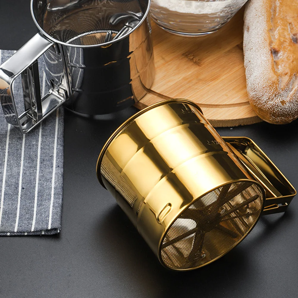 

Hand Held Flour Sieve Hand-held Sifter Shaker Manual Handheld for Golden Baking