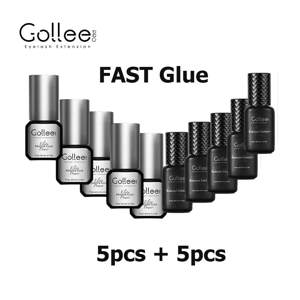 Gollee 5pcs Ultimate Bond 0.5 Second Lash Extension Glue And 5pcs Master Adhesive Glue For Salon Use Make Up Wholesale Reselling